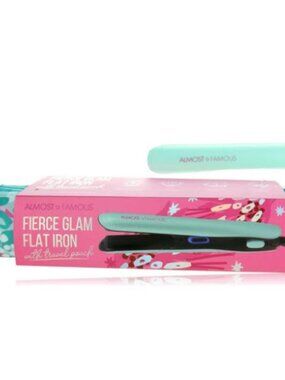 NWT Fierce Glam by Almost Famous Flat Iron With Travel Pouch -Turquoise